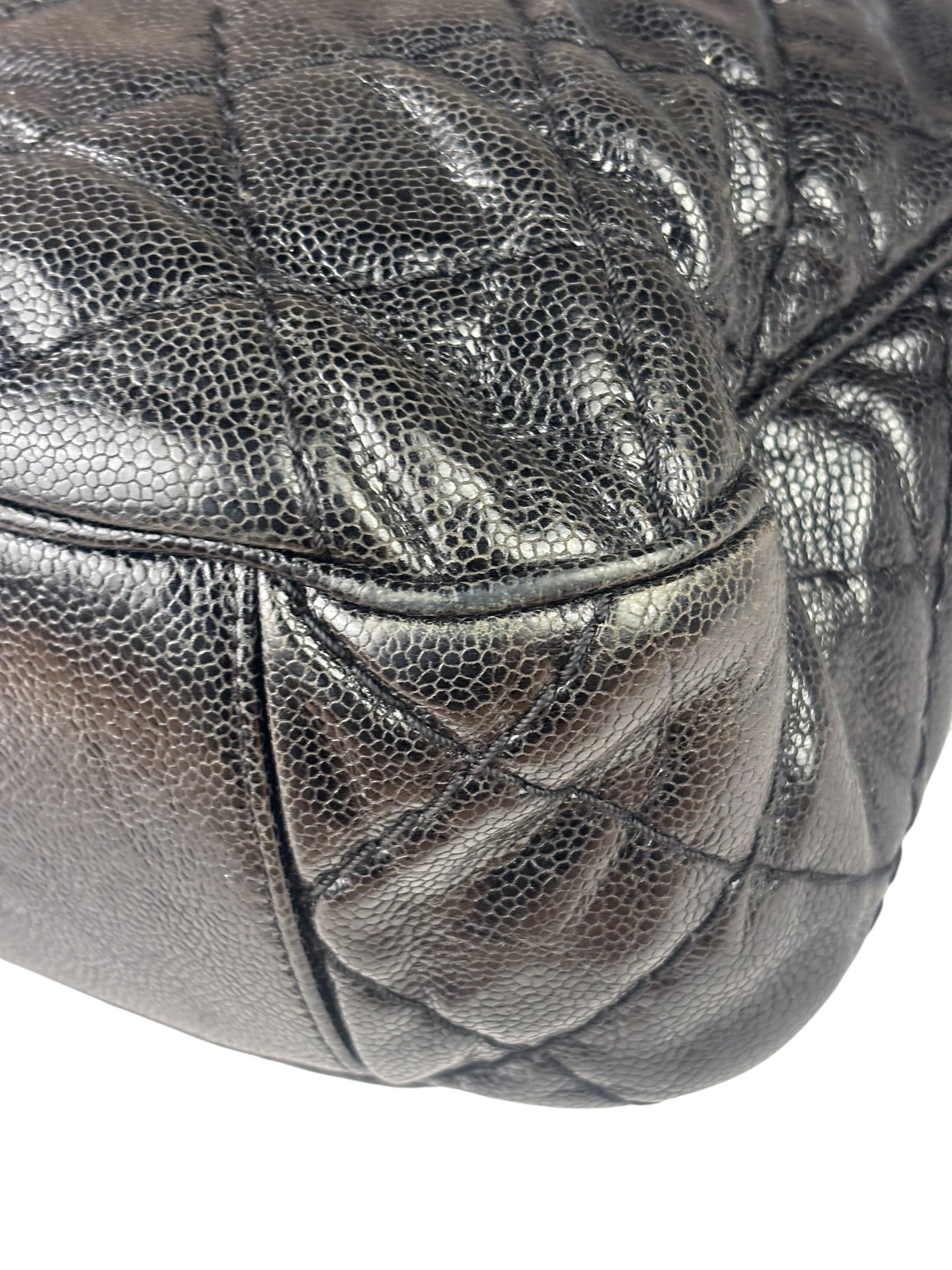Chanel Black Caviar Quilted Coco Pleats Flap Two-Way Bag 2012
