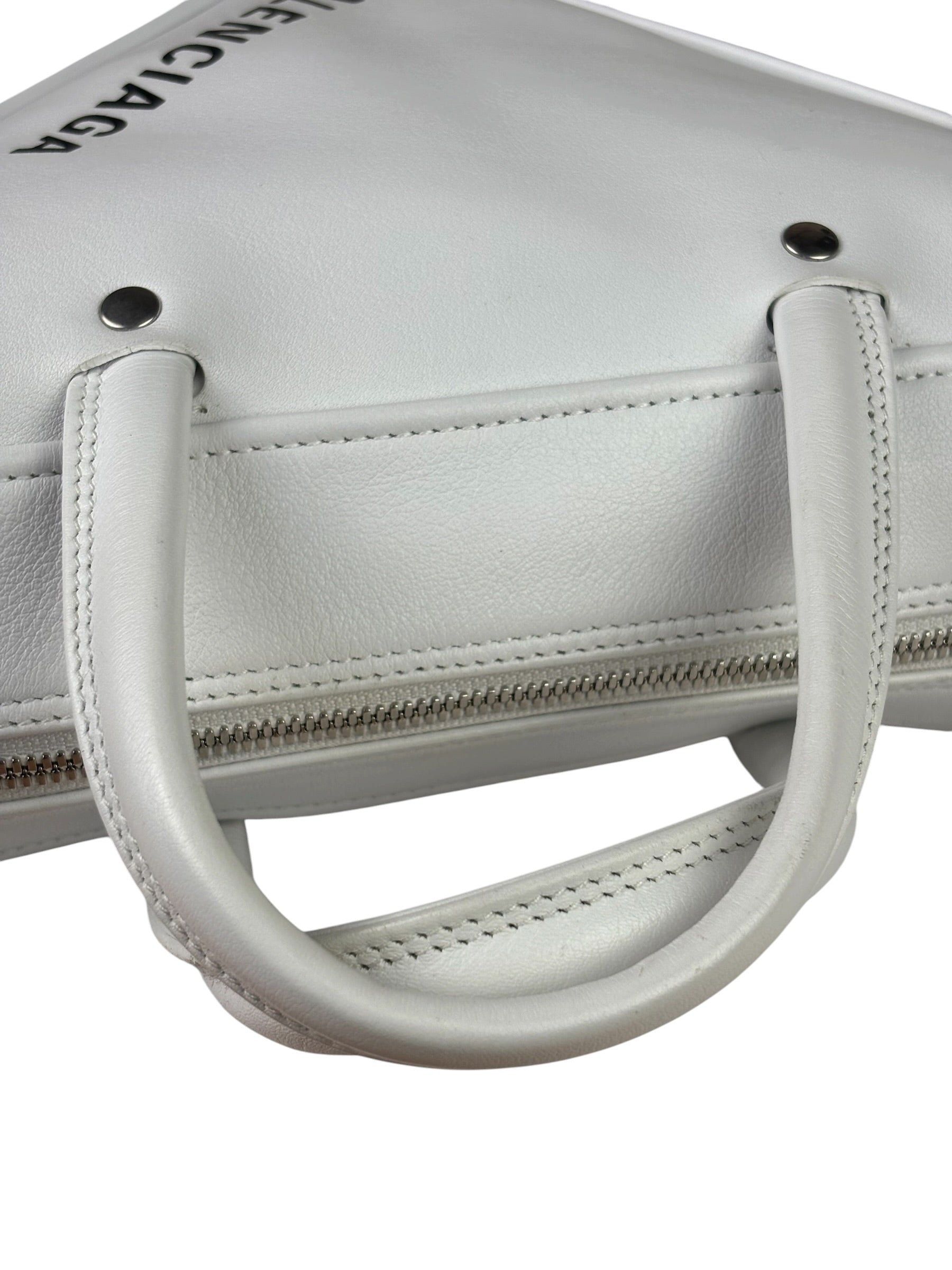 Balenciaga White Leather Triangle Two-Way Bag