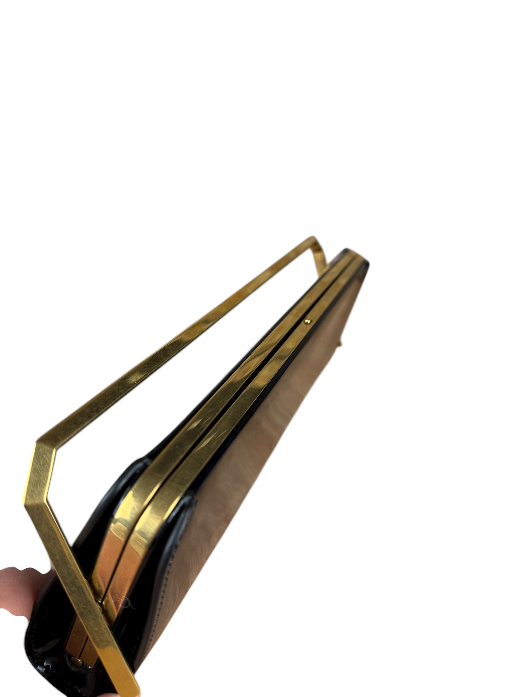 Saint Laurent Black Patent Date Charnière Minaudière Clutch