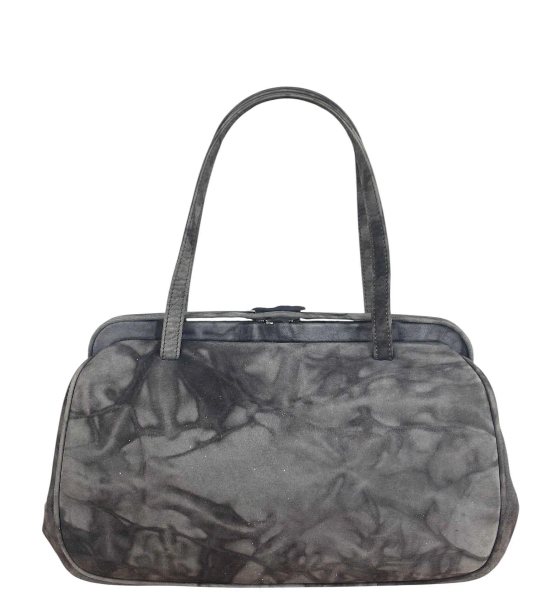 Prada Lux Grey Scamosciato Tie Dye Clutch Top Handbag