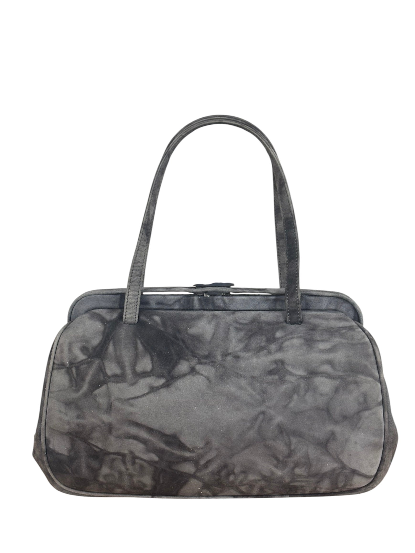 Prada Lux Grey Scamosciato Tie Dye Clutch Top Handbag