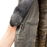 Vintage Grey Fur Lined Leather Blazer Coat