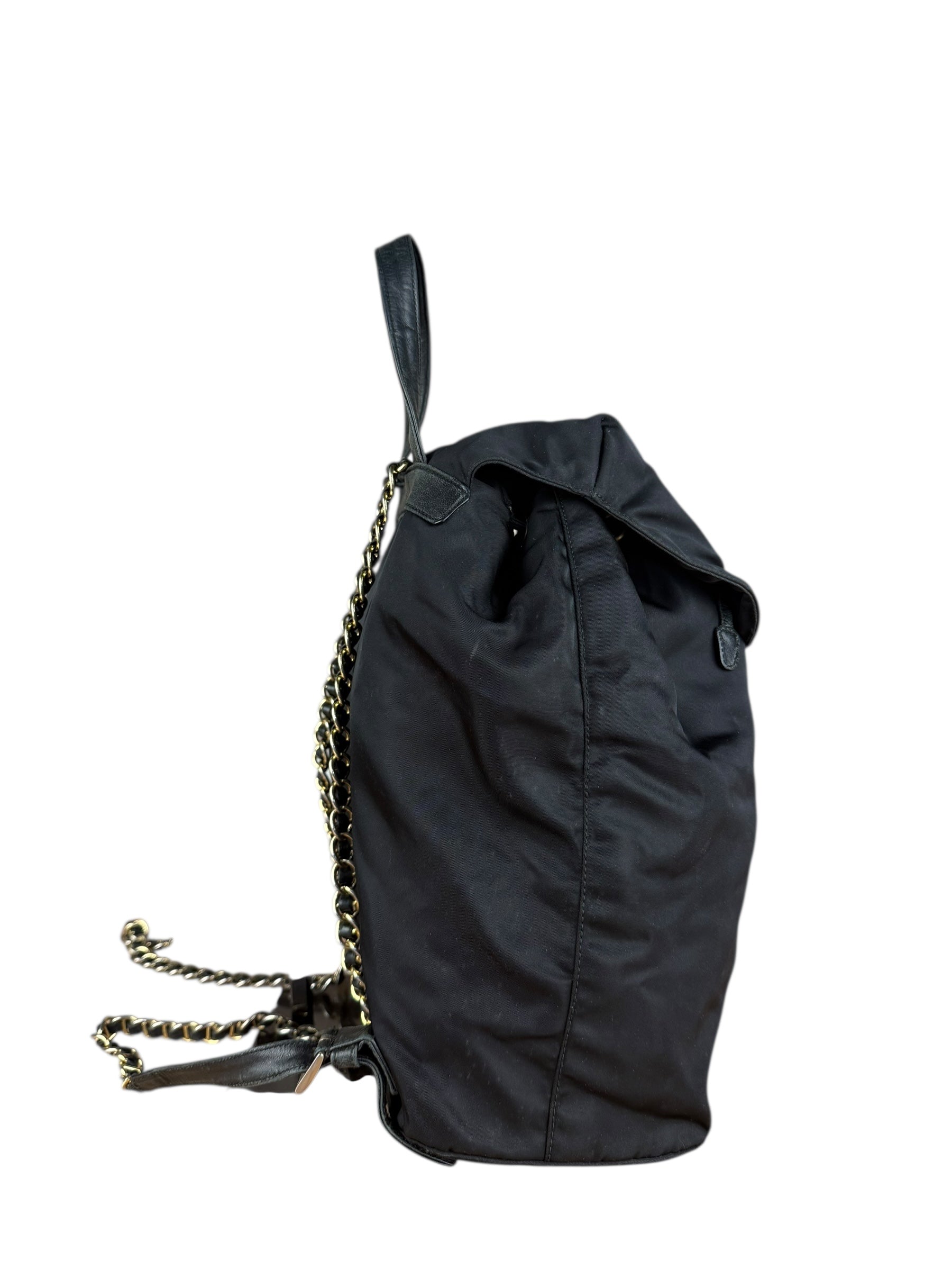 Prada Vintage Black Nylon Drawstring Backpack