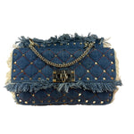 Valentino Garavani Denim Rockstud Spike Shoulder Bag