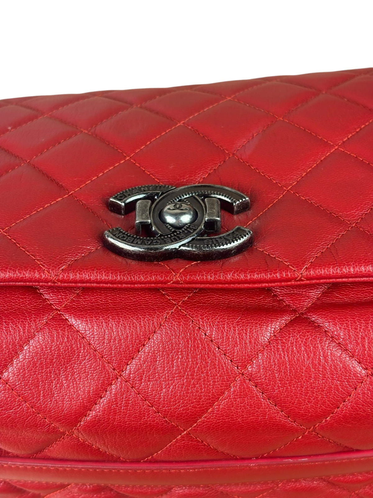 Chanel Red Quilted Lambskin Flap Bag 2015