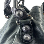 Balenciaga Grey Lambskin Giant Brogues Pompom Two-Way Bag