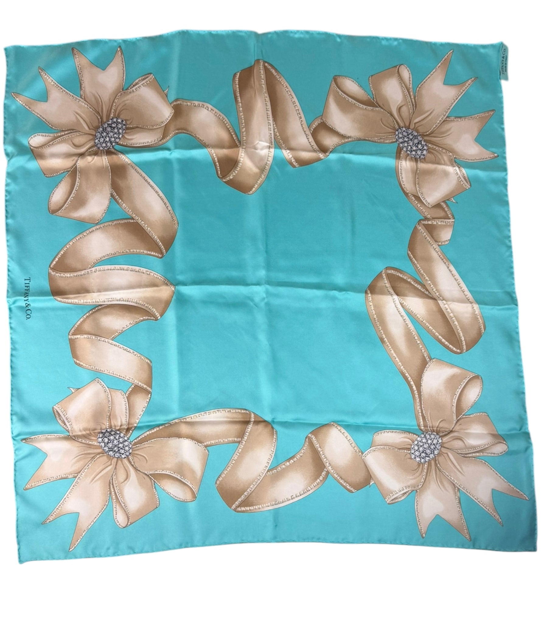 Tiffany & Co. Ribbon & Crystal-Accented Bow Motif Silk Scarf