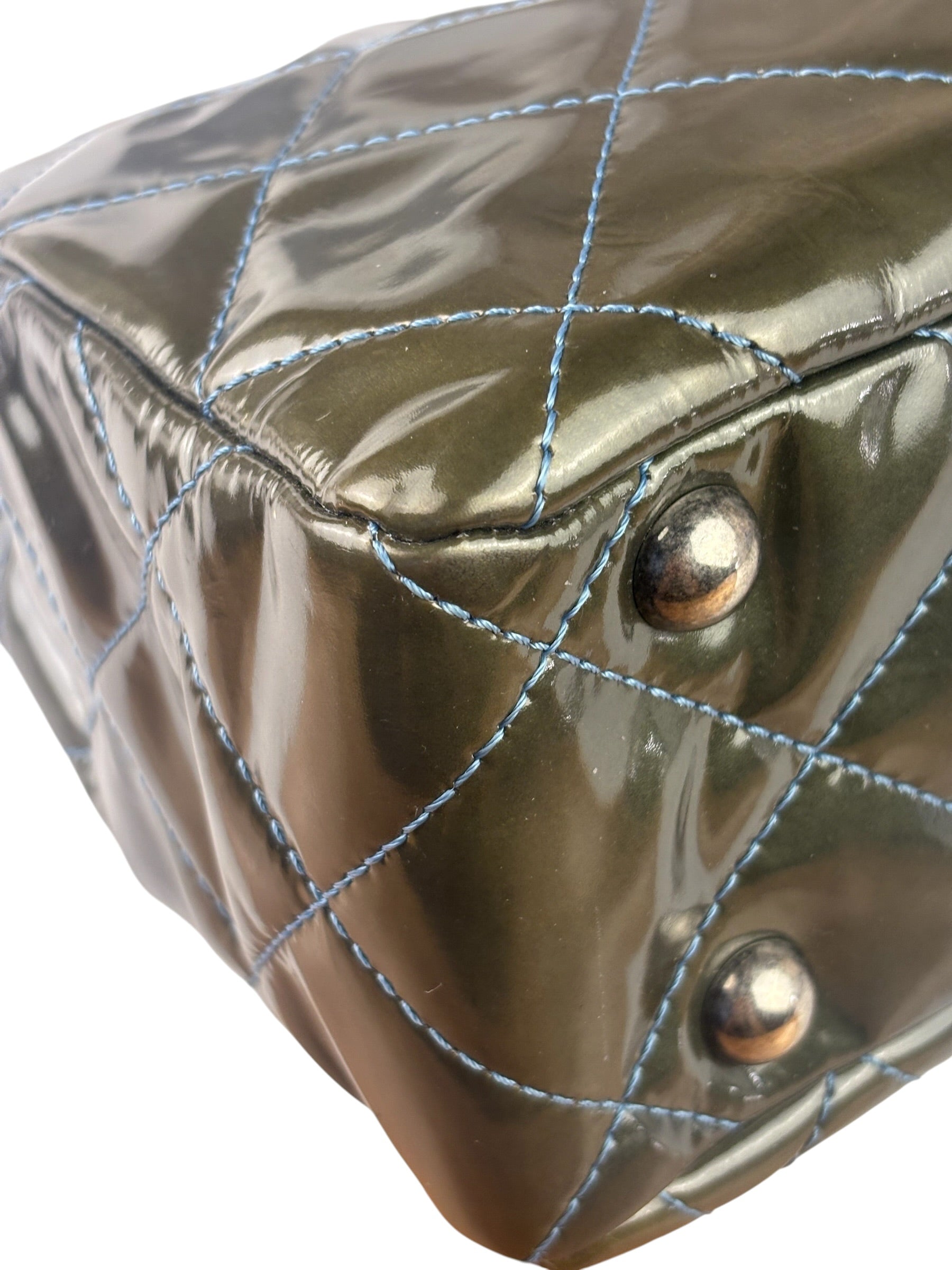 Chanel Green Quilted Patent Leather Reissue XL Tote 2011
