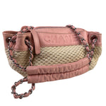 Chanel Pink Lambskin Trim Woven Lax Accordion Shoulder Bag 1997