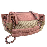 Chanel Pink Lambskin Trim Woven Lax Accordion Shoulder Bag 1997