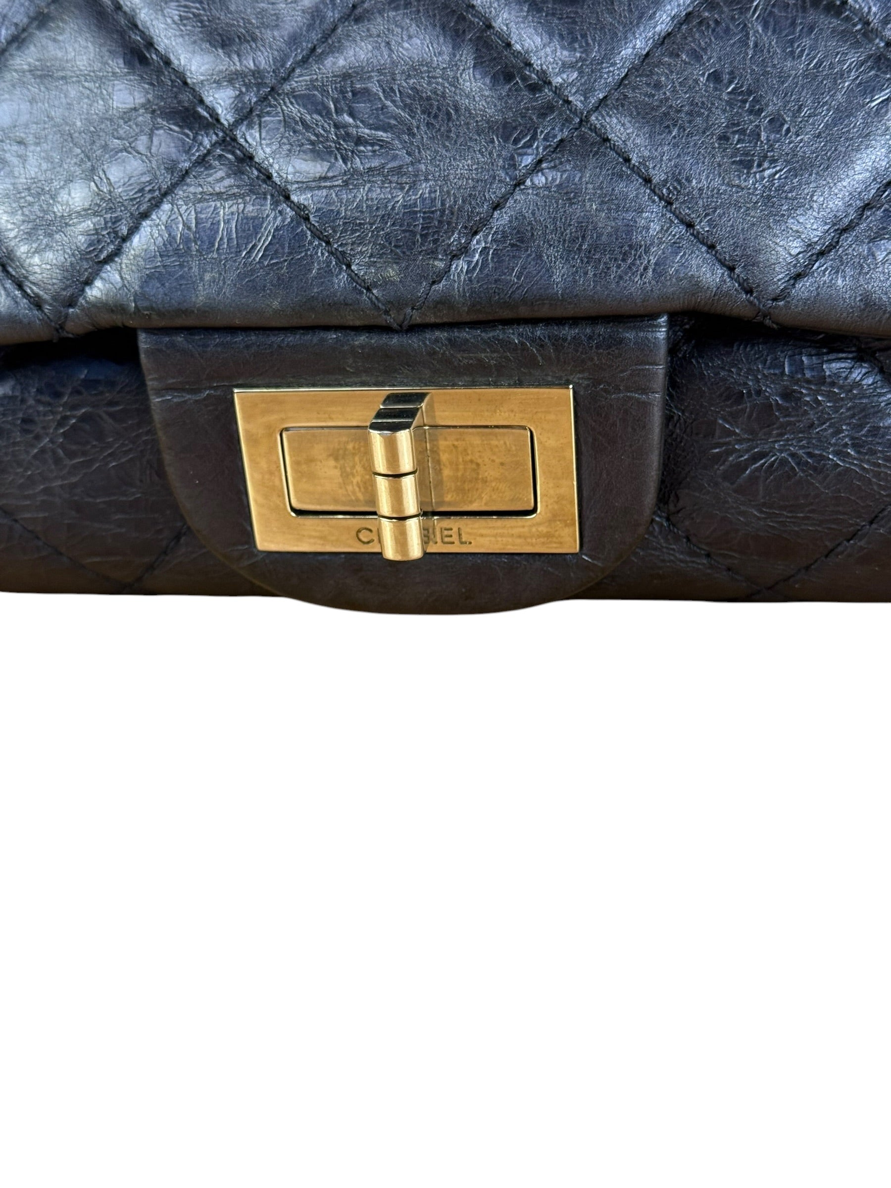 Chanel Blue Metallic Aged Quilted 2.55 Double Flap Bag 2008