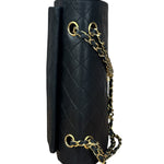 Chanel Black Quilted Leather Full Flap Chain Bag 1986