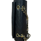 Chanel Black Quilted Leather Full Flap Chain Bag 1986