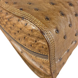 Loewe Vintage Brown Ostrich Print Leather Triangular Shoulder Bag