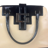 Gucci Cream/Beige Patent Leather Square Hand Bag