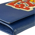 Prada Blue Saffiano Leather Fire Flap Wallet On Chain