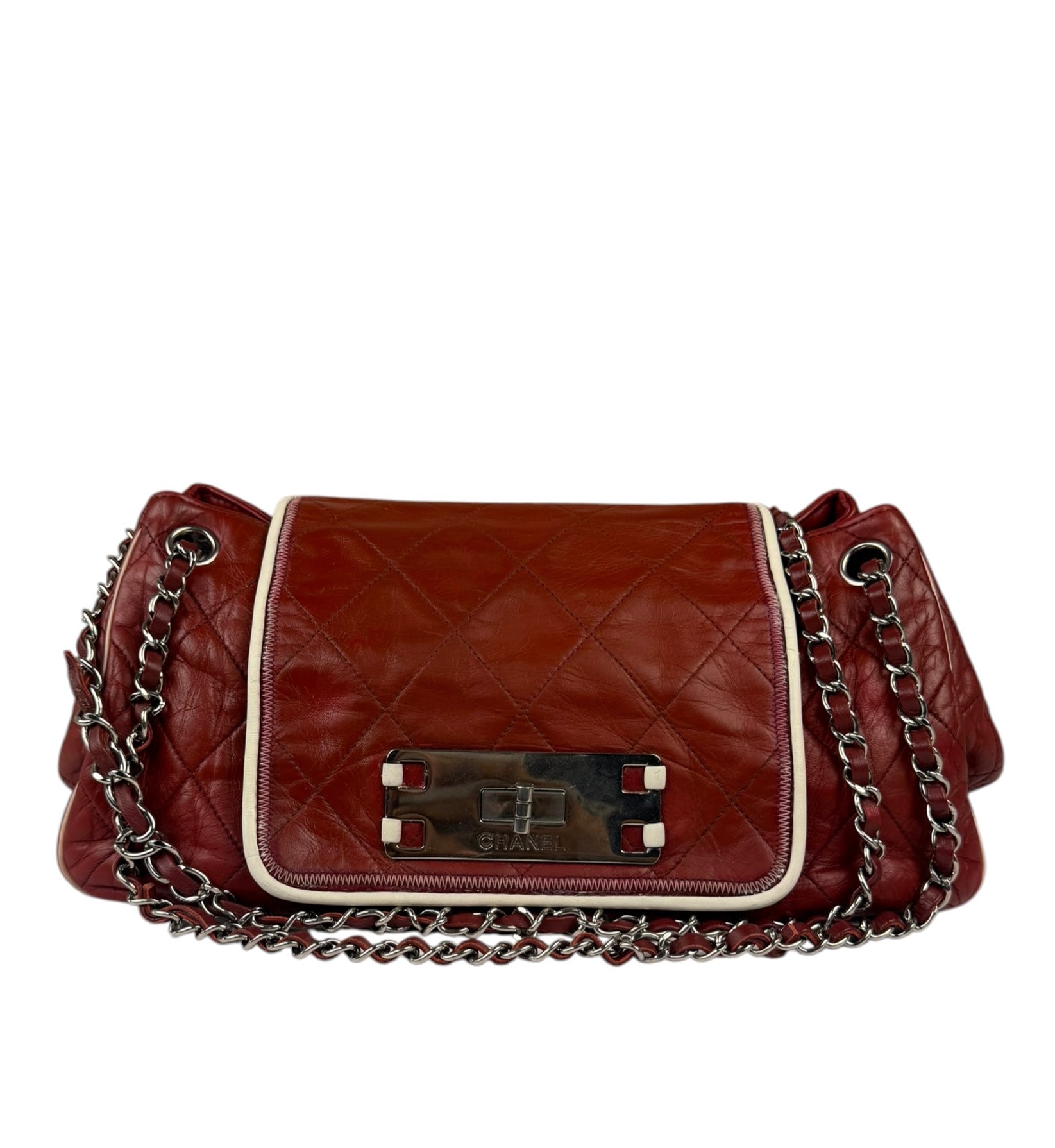Chanel Burgundy East West Accordion Flap Bag