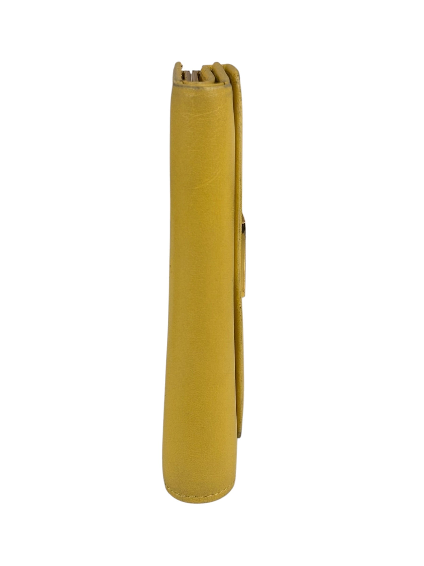 Yves Saint Laurent Yellow Leather Square Compact Wallet