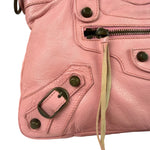 Balenciaga Pink Lambskin Motocross Classic City Two-Way Bag