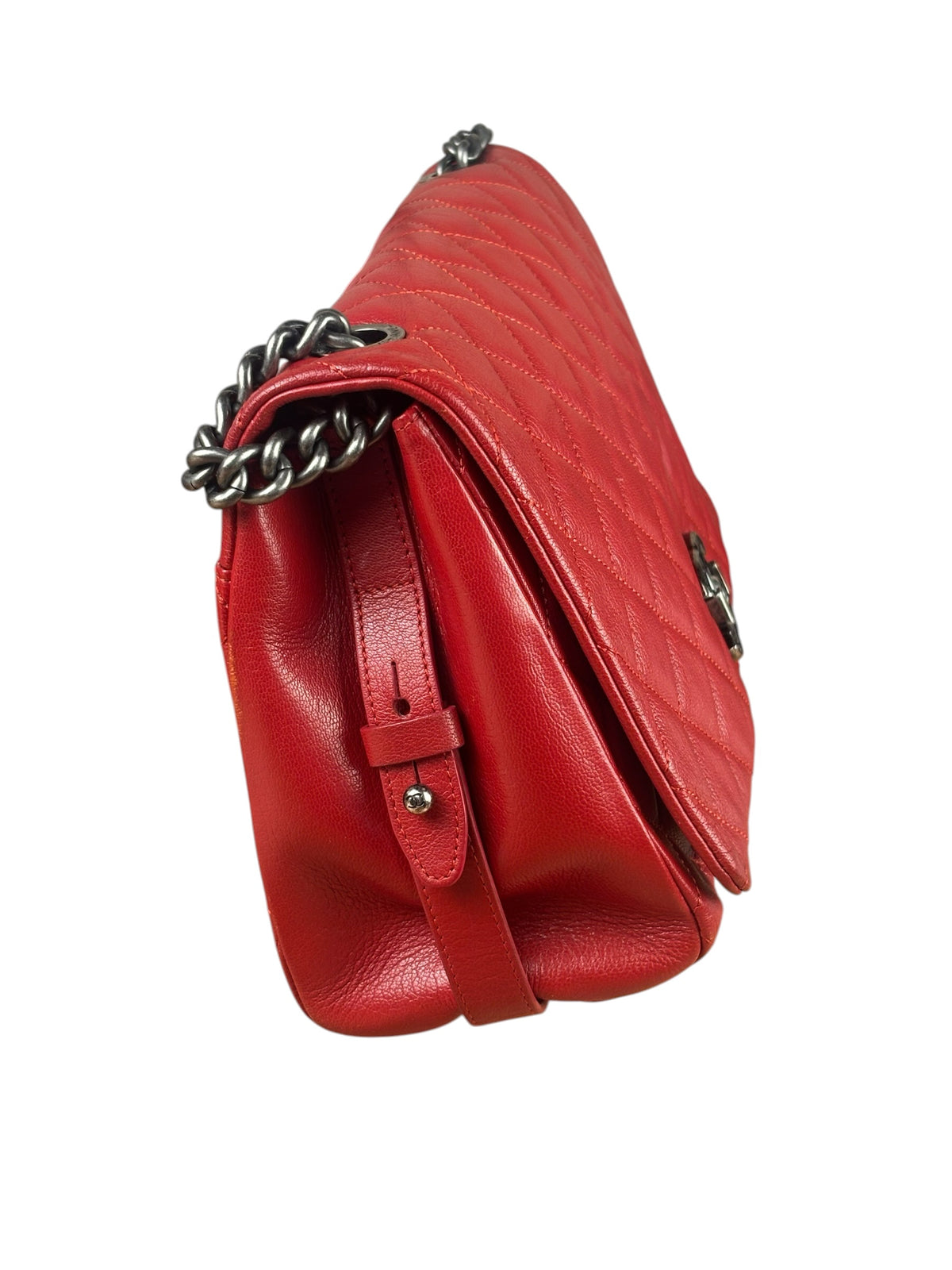 Chanel Red Quilted Lambskin Flap Bag 2015