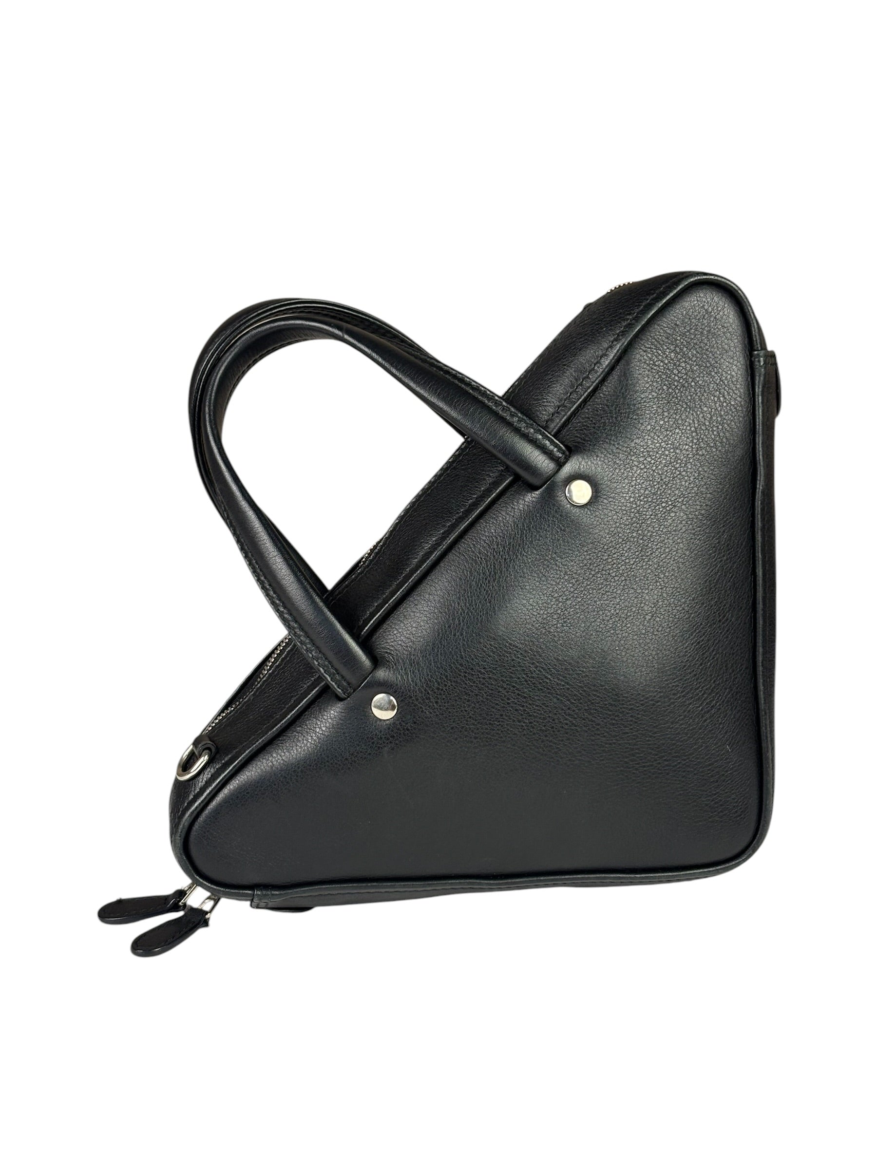 Balenciaga Black Leather Triangle Two-Way Bag