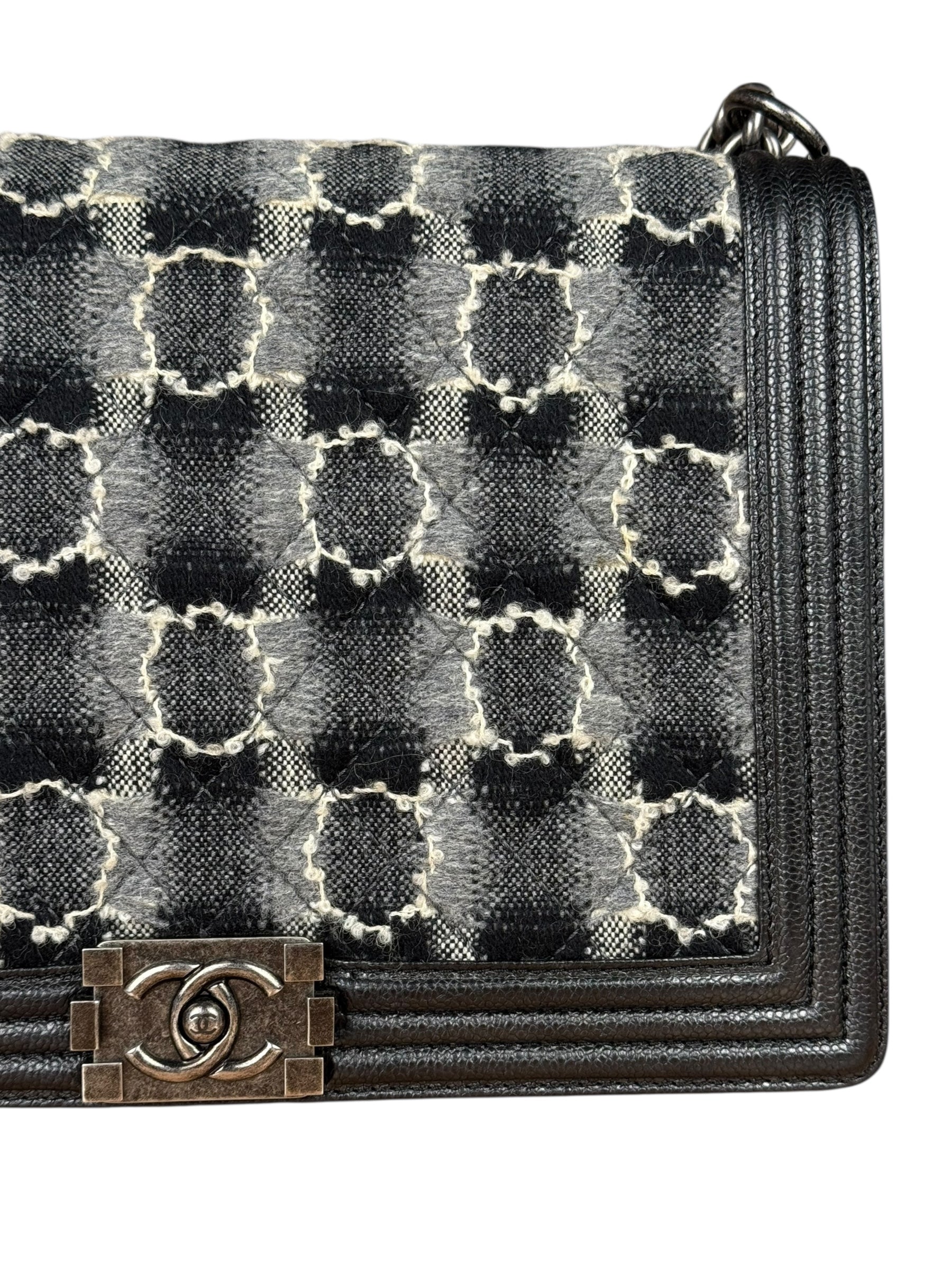 Chanel MultiColor Quilted Tweed Boy Bag