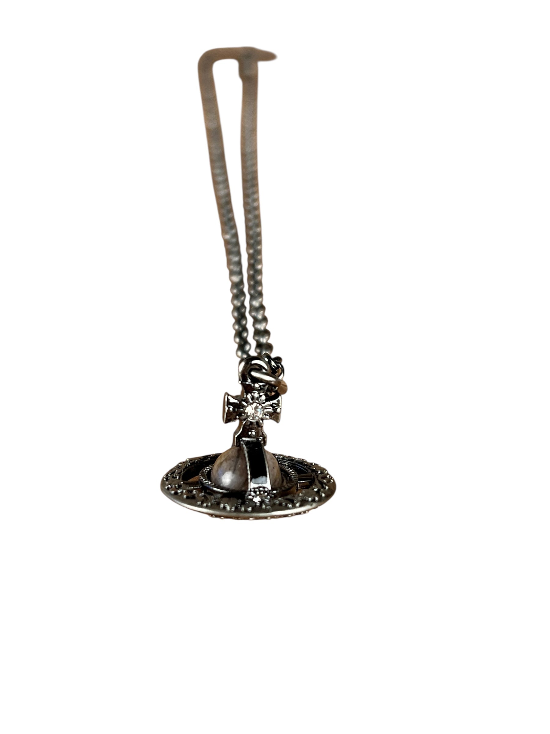 Vivienne Westwood Gunmetal 3D Marble Orb Necklace