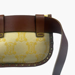Celine Yellow/Brown Leather Trim Macadam Belt Bag