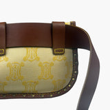 Celine Yellow/Brown Leather Trim Macadam Belt Bag