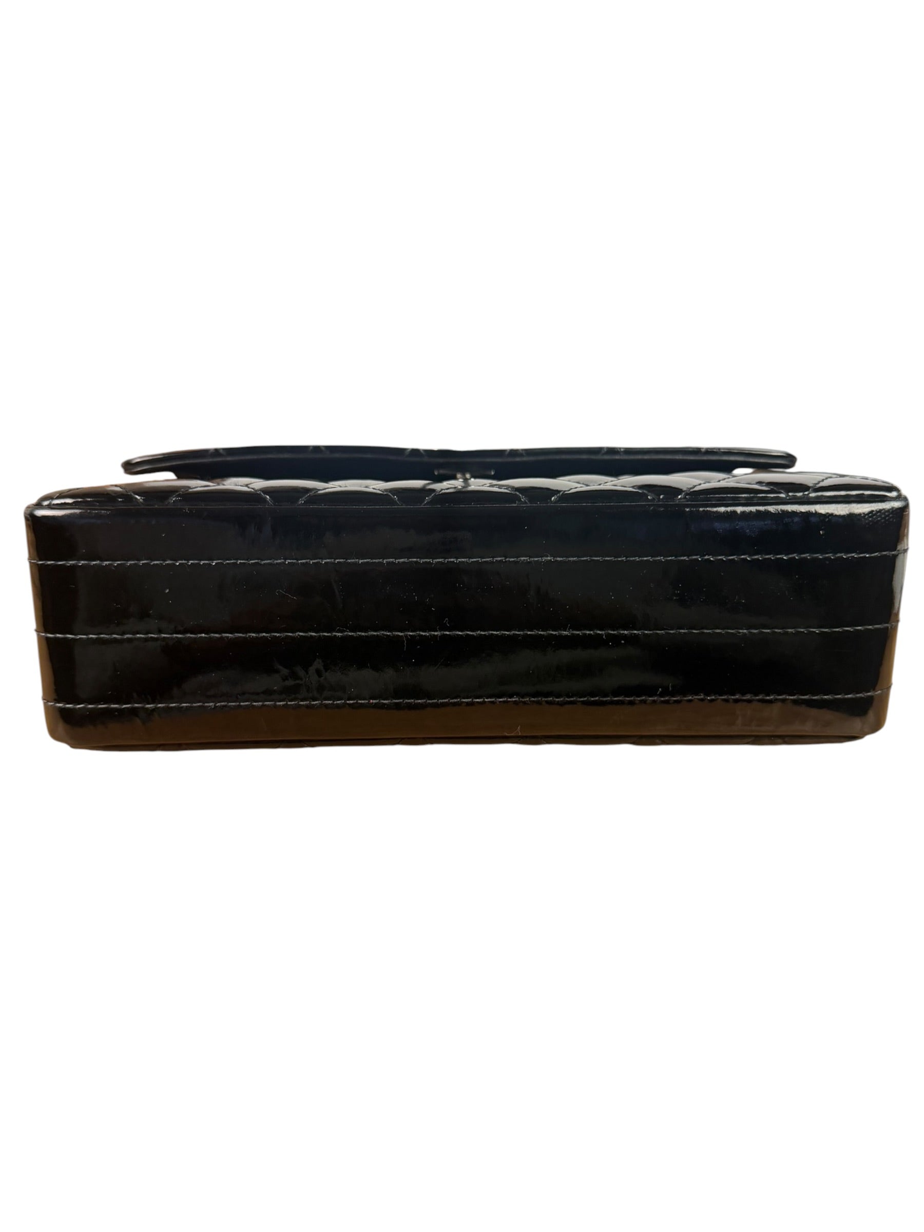 Chanel Black Quilted Patent Leather Top Handle 1996