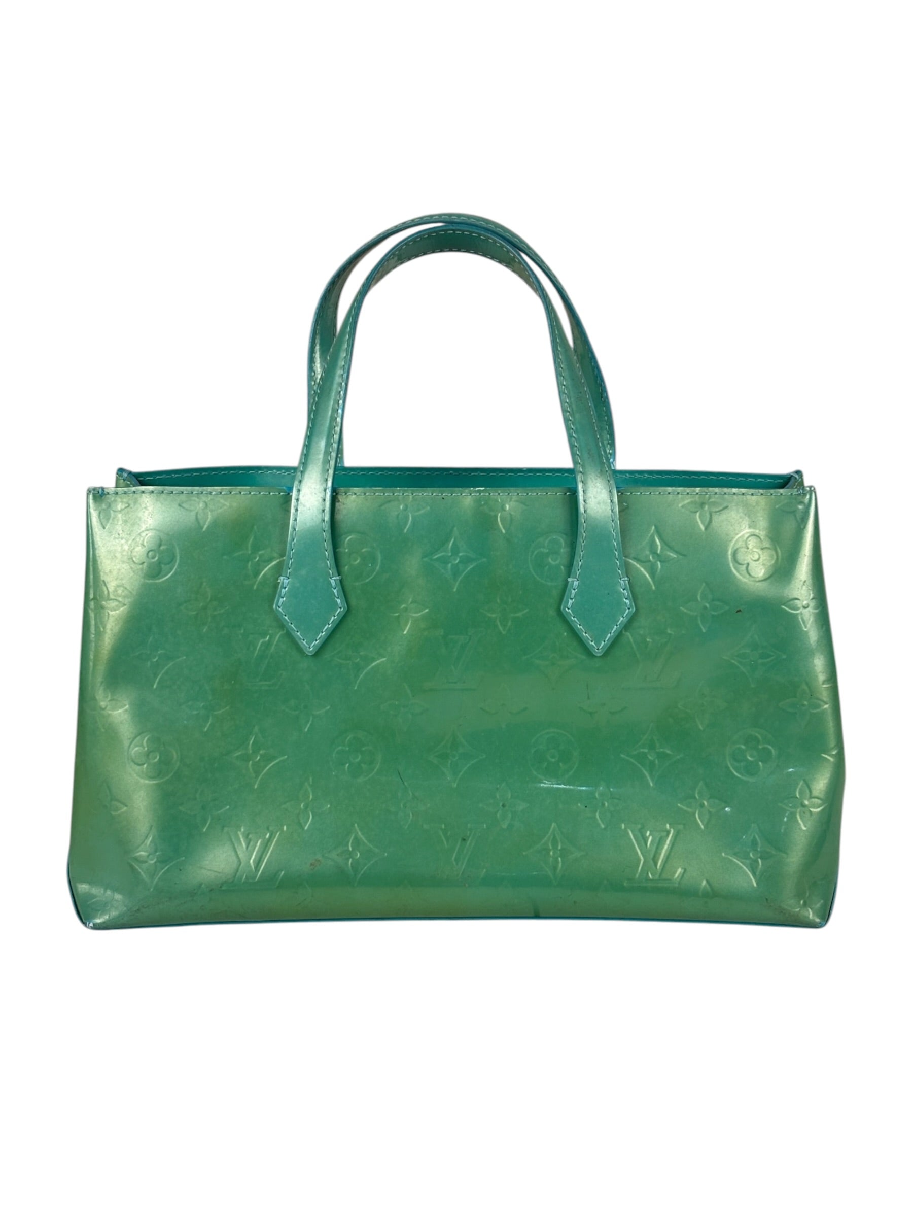 Louis Vuitton Vintage Teal Monogram Vernis Wilshire PM Tote