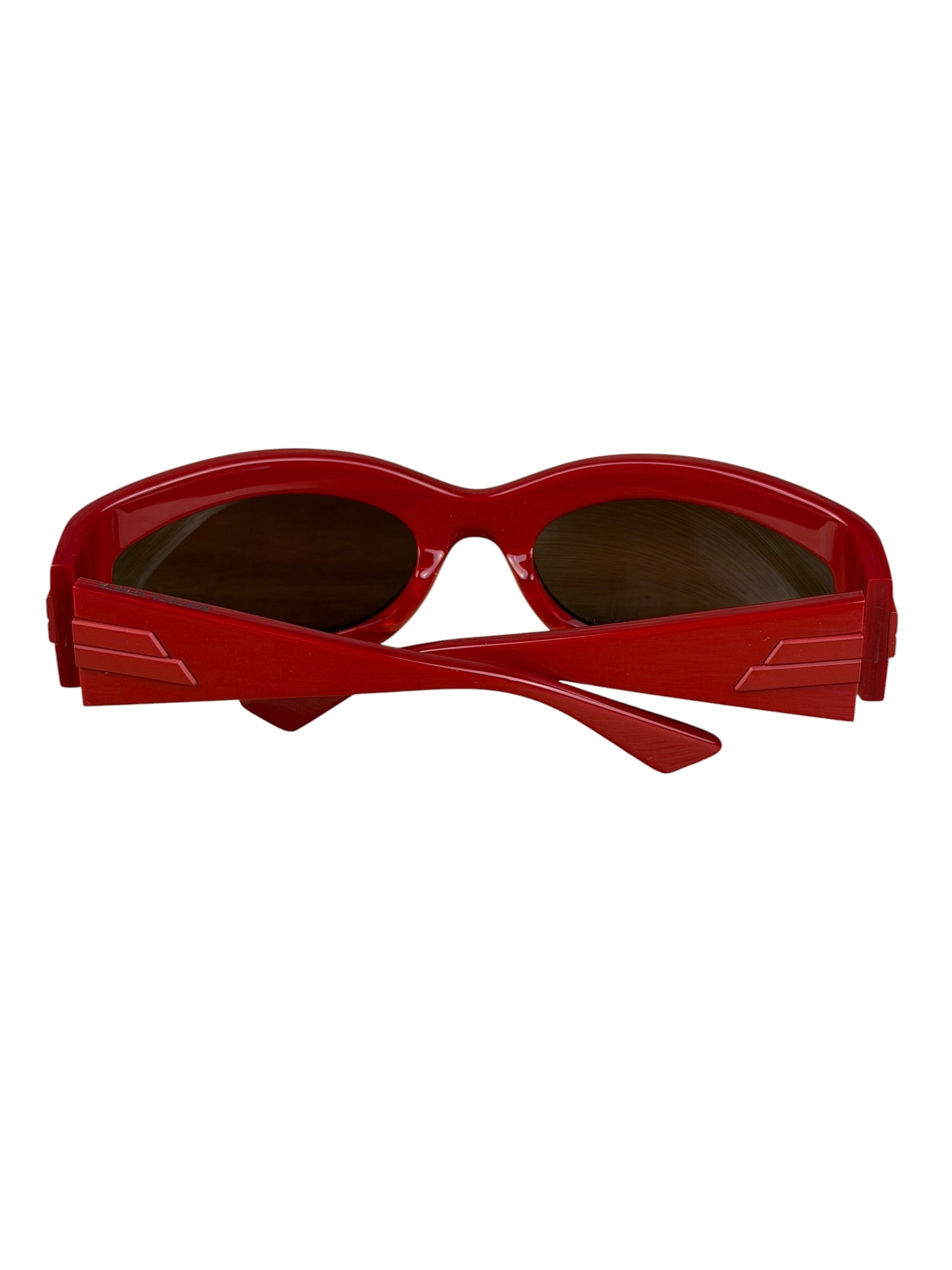 Bottega Veneta Red Shield Frame Sunglasses