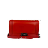 Chanel Red Leather Reverso Boy Flap Bag