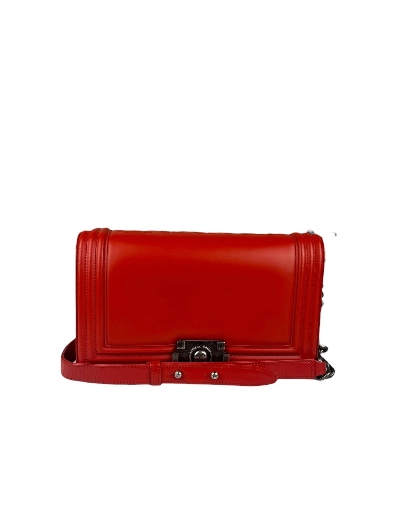 Chanel Red Leather Reverso Boy Flap Bag