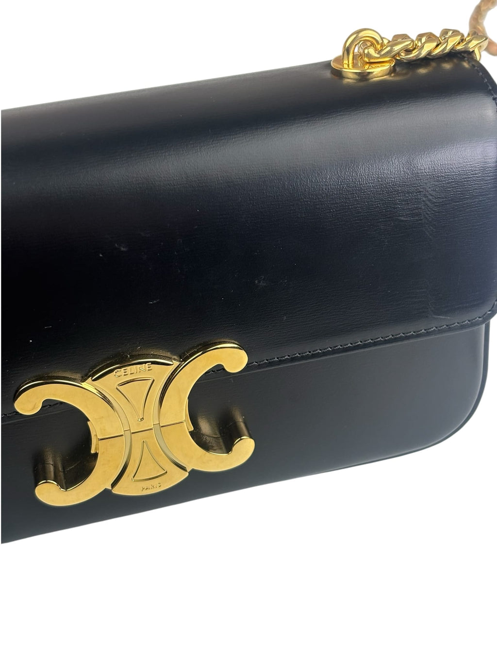 Celine Black Calfskin Claude Flap Chain Bag