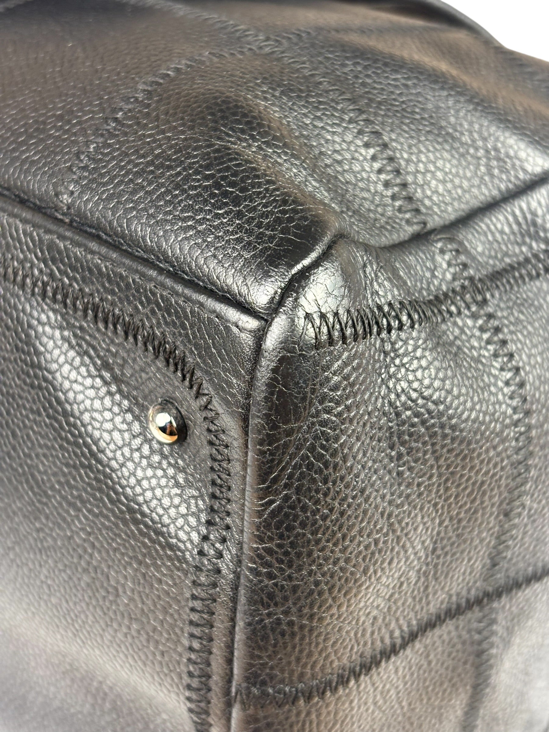 Chanel Black Quilted Leather Chocolate Bar Bowling Handbag