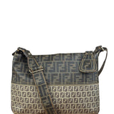 Fendi Vintage Two-Tone Leather Zucchino Messenger/Shoulder Bag