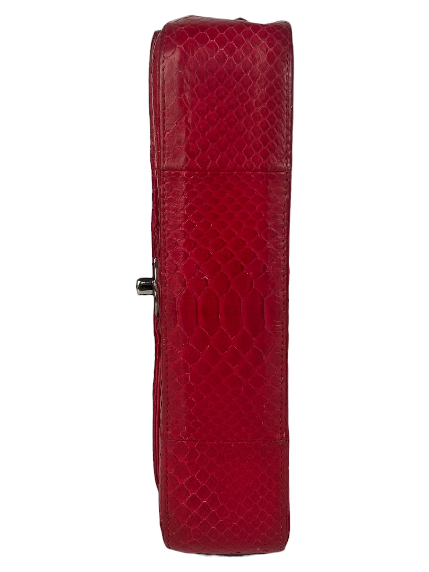 Chanel Classic Double Flap Python Bag Pink 2014