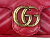 Gucci Red Chevron Quilted Matelasse Mini Leather Shoulder Bag