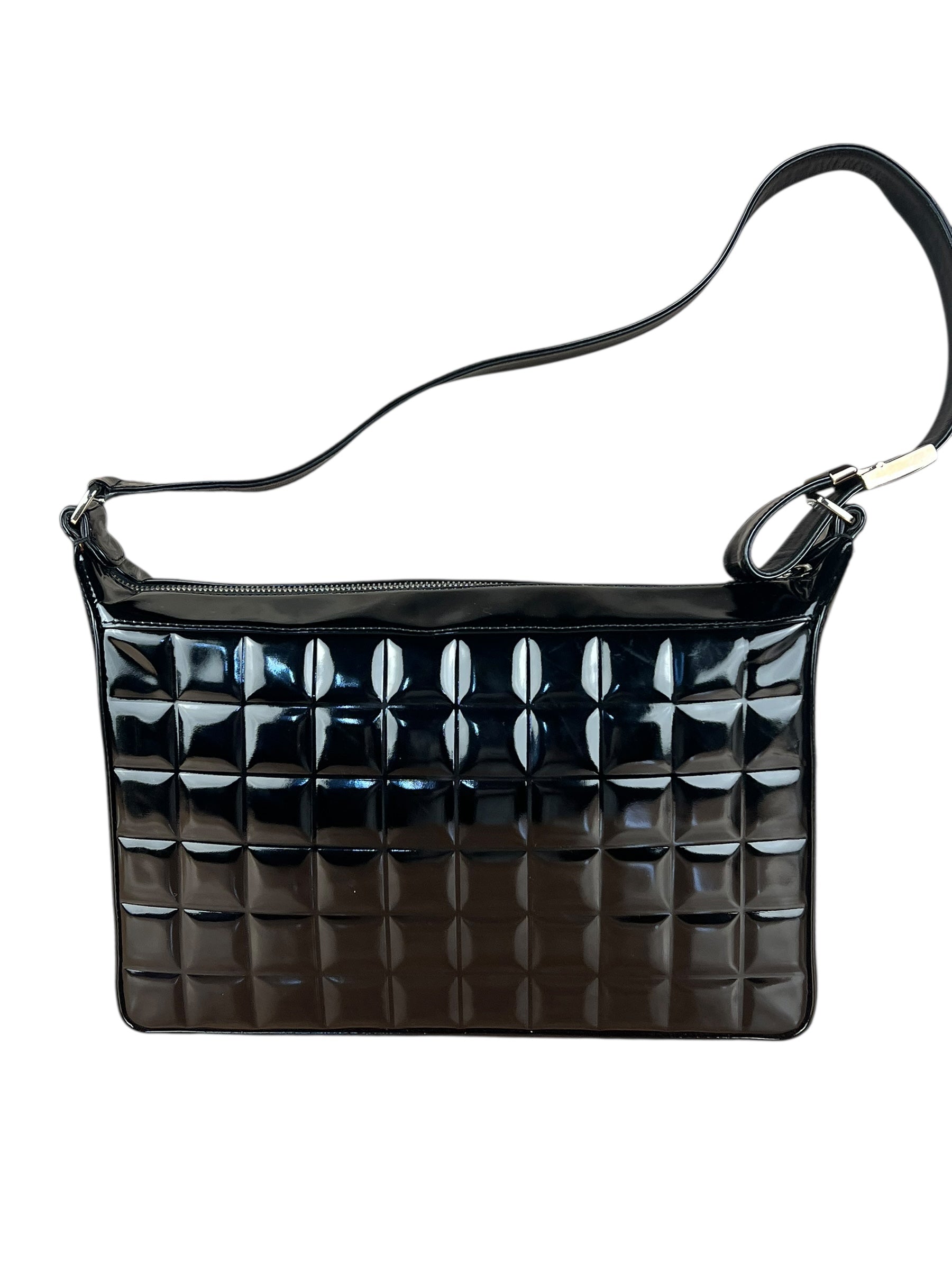 Chanel Black Patent Chocolate Bar Shoulder Bag '02