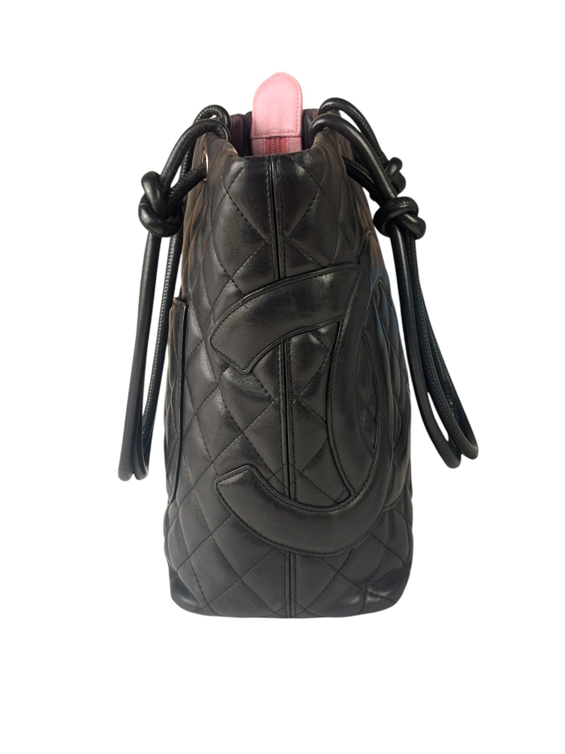 Chanel Black Quilted Leather CC Cambon Ligne Tote 2000s