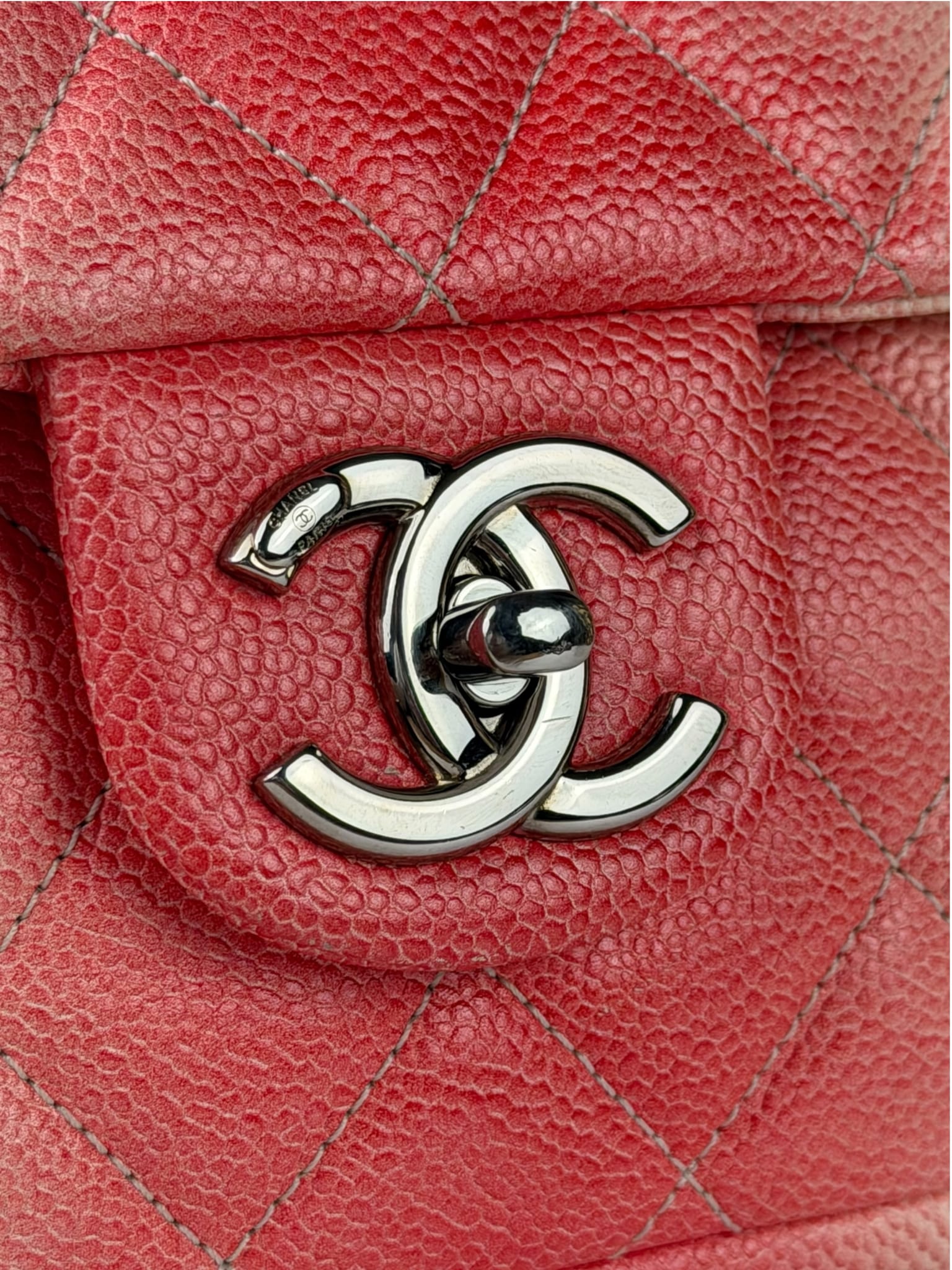 Chanel Quilted Caviar Ivory/Pink Ombre Jumbo Flap 2013