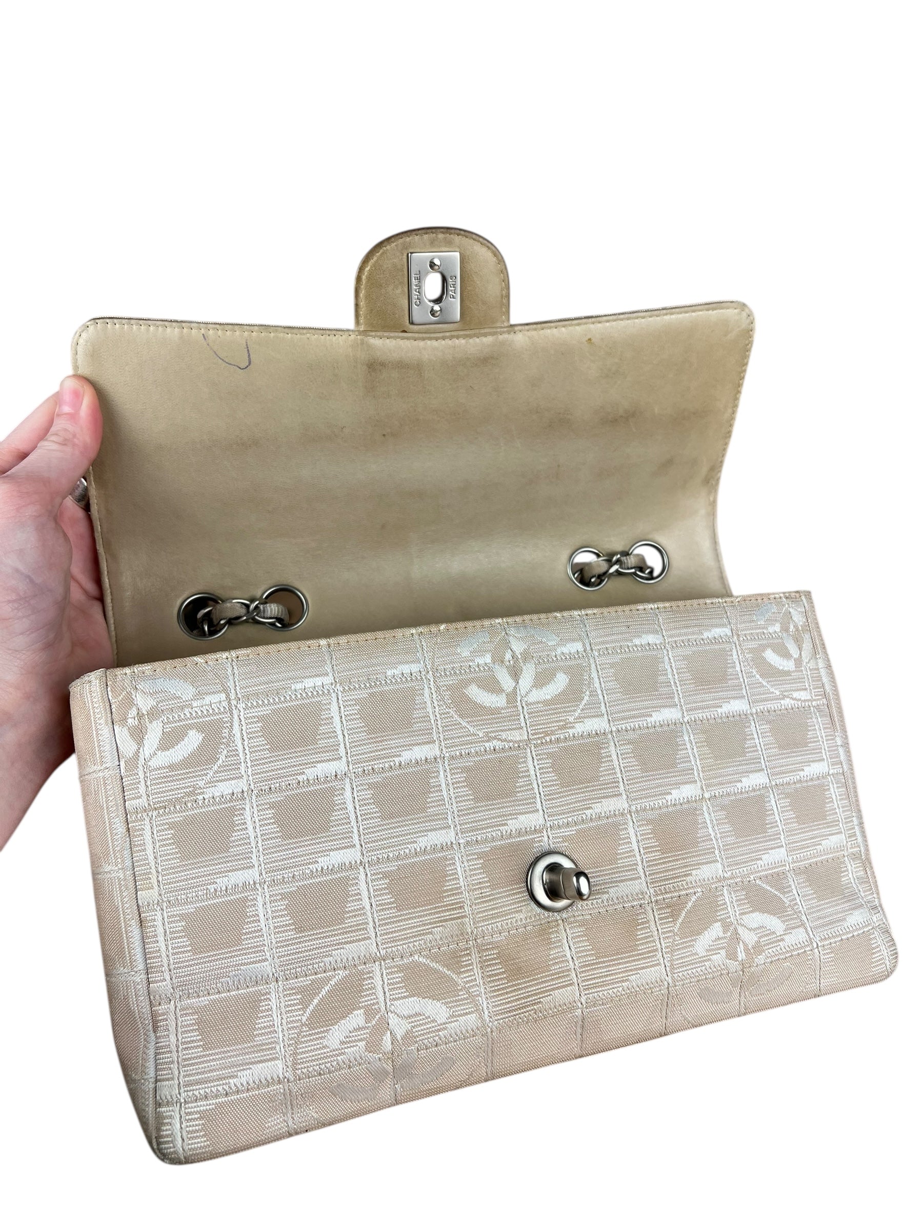 Chanel Vintage Beige Travel Line Classic Flap 2001