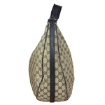 Gucci Vintage Dark Brown Leather Trim GG Canvas Twin Hobo Bag