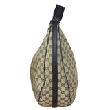 Gucci Vintage Dark Brown Leather Trim GG Canvas Twin Hobo Bag