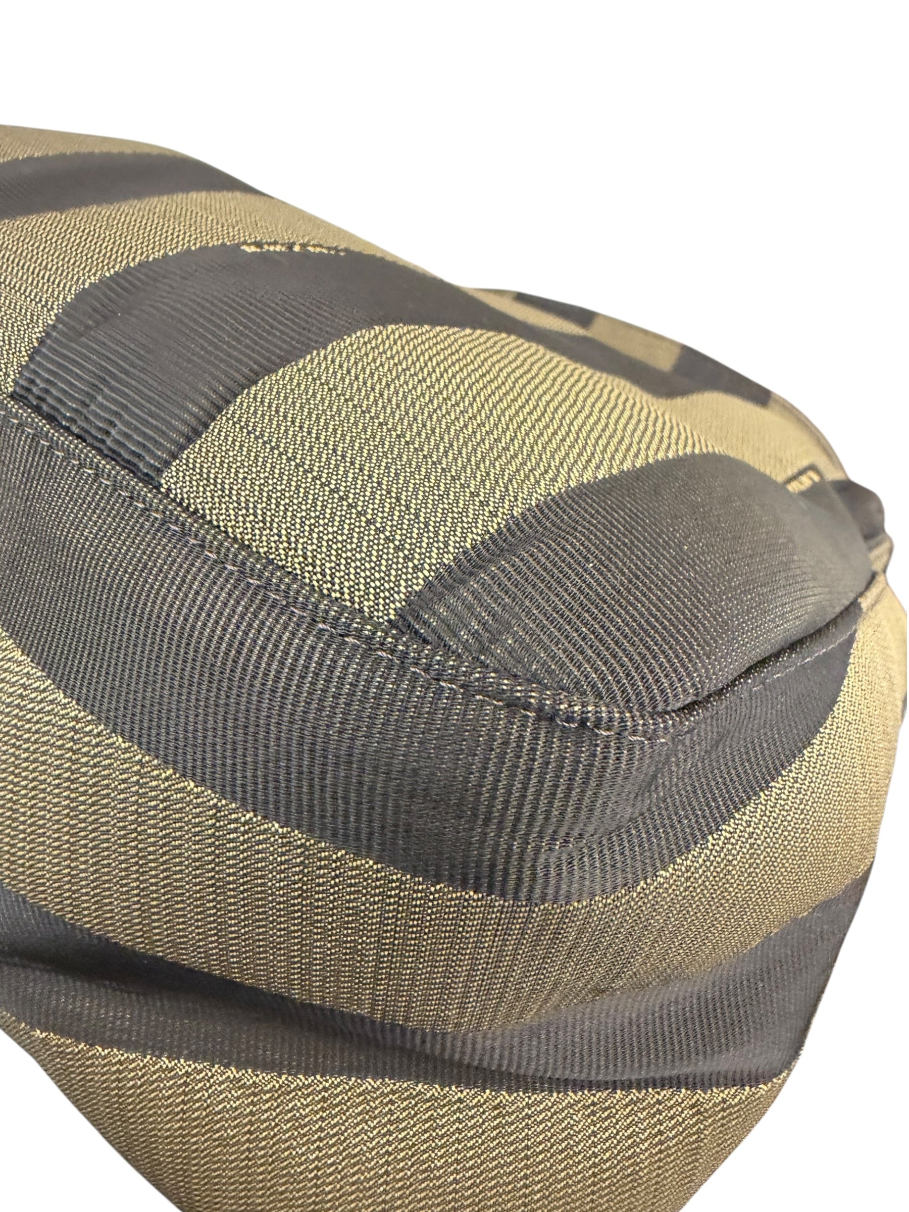 Fendi Green/Black Leather Trim Pequin Stripe Hobo Bag