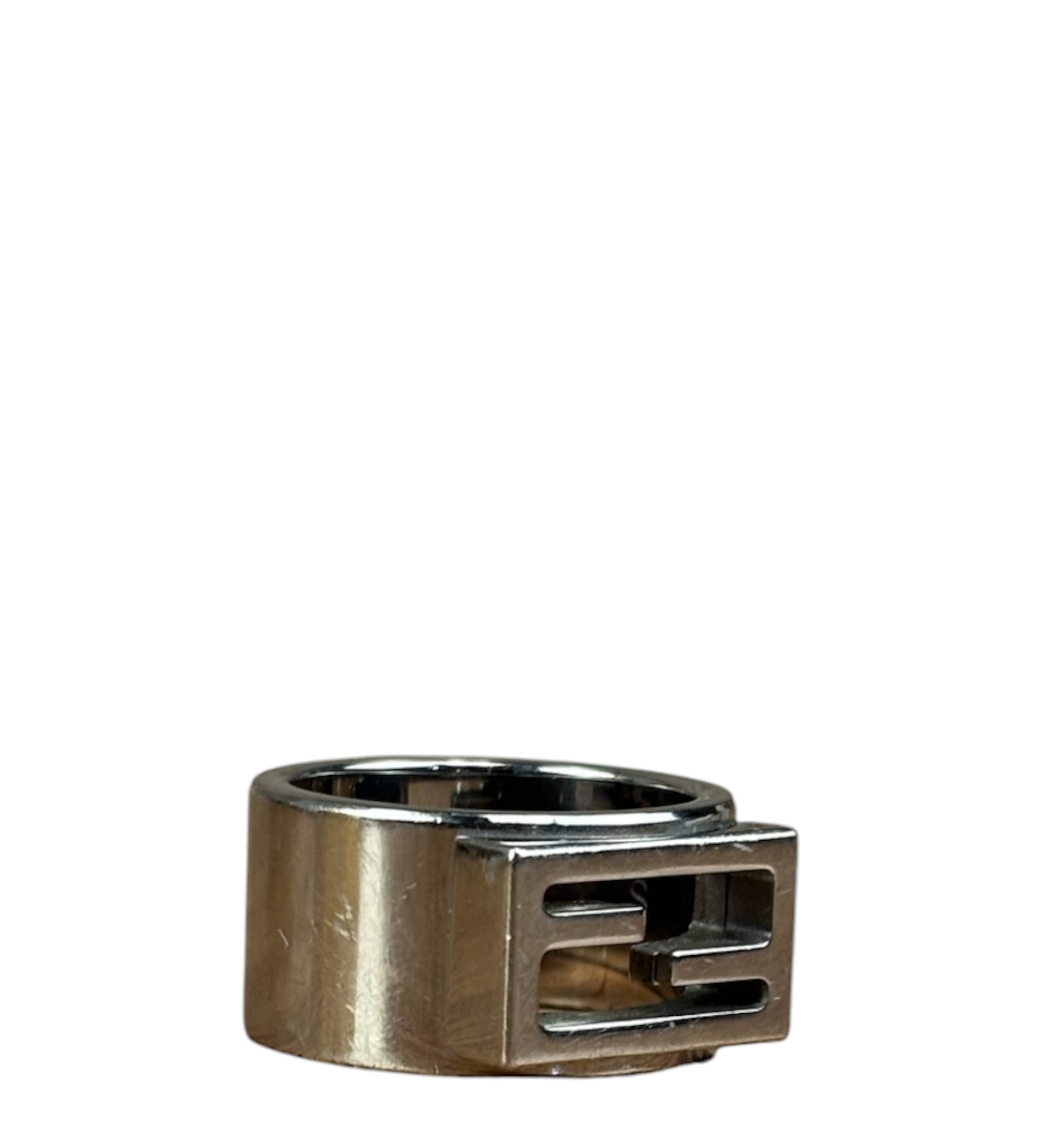 Fendi Vintage Silver Baguette Band Ring