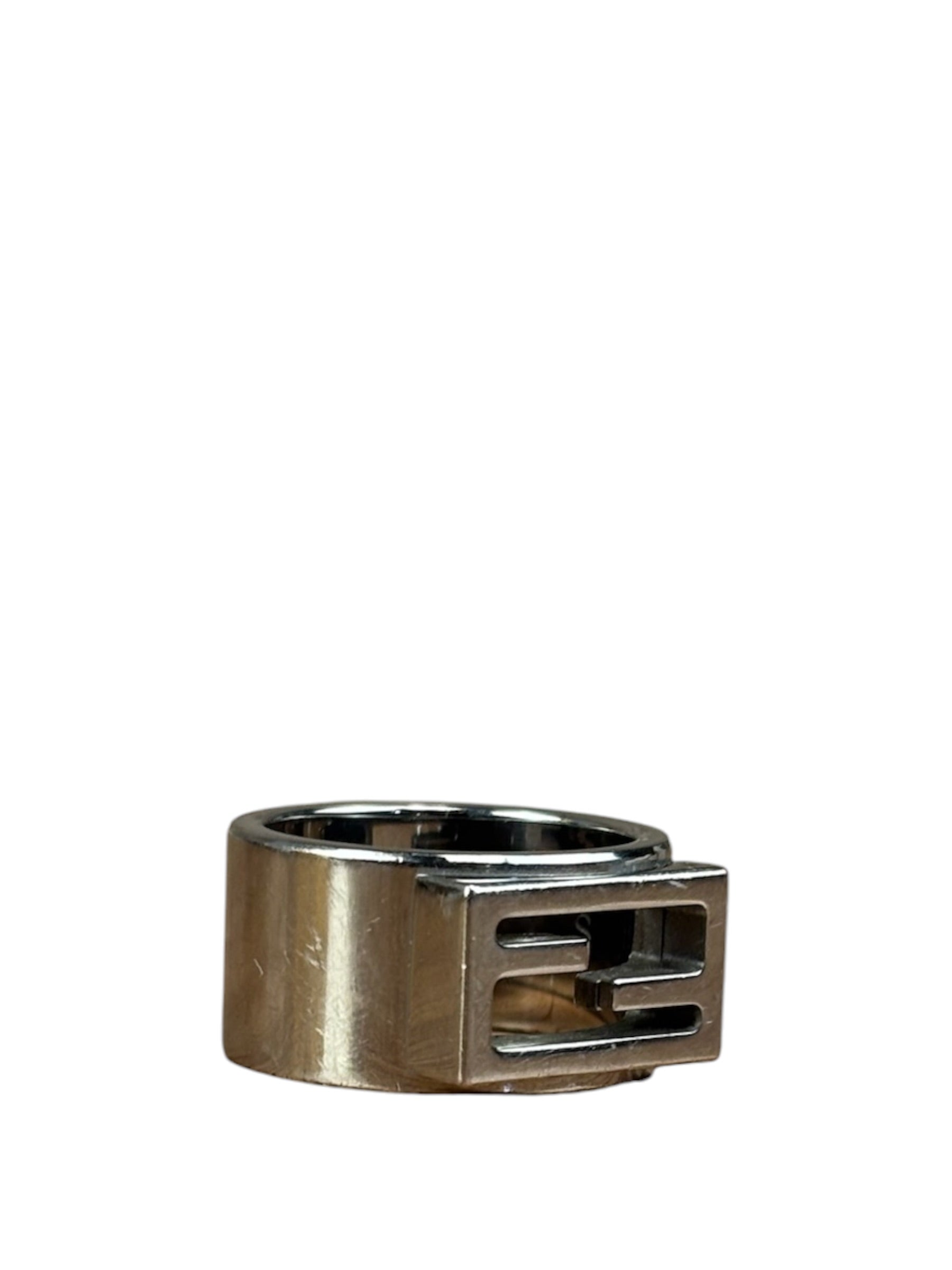 Fendi Vintage Silver Baguette Band Ring