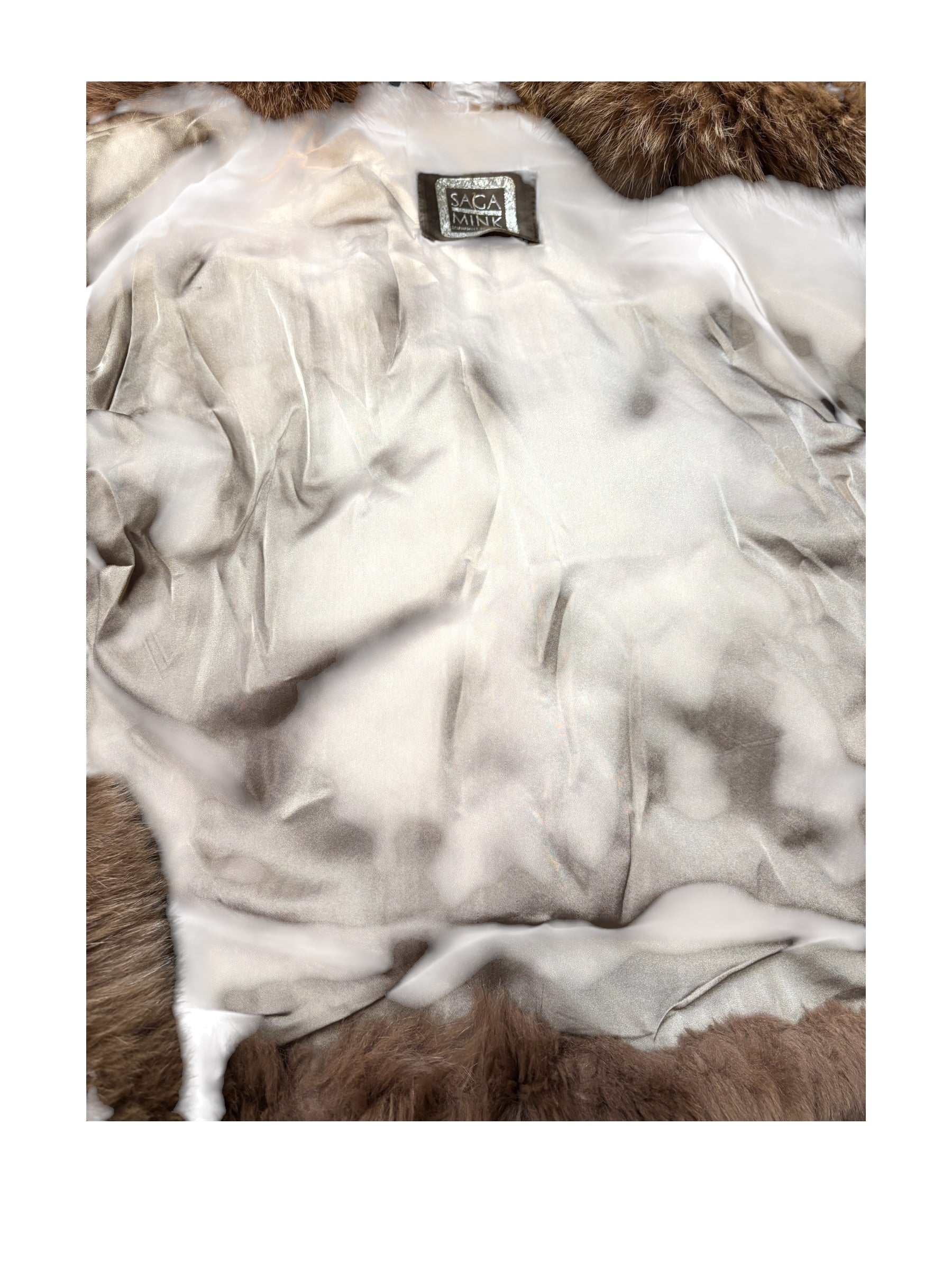 Saga Brown Mink Fur/Fox Fur Trim Coat