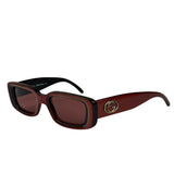 Gucci Maroon Rectangle Frame Sunglasses